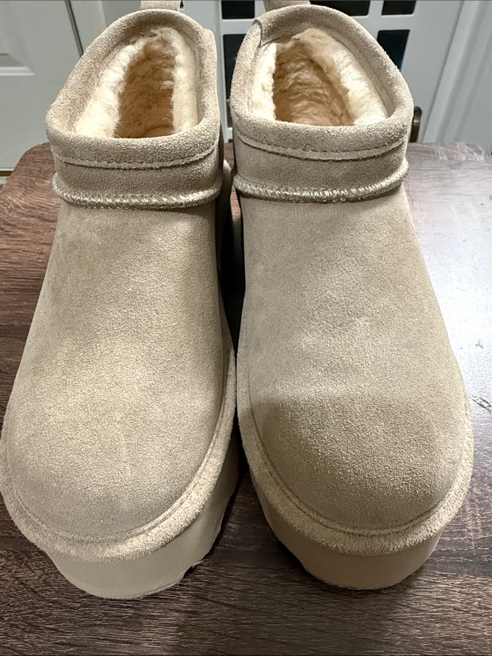 BearPaw Women's Suede Plush-Lined Slip-On Booties - Cream